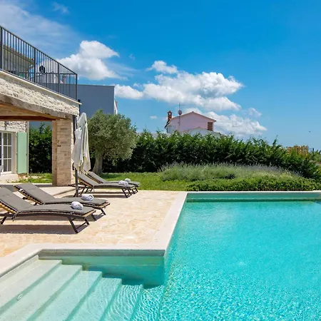 Vila Zelena With Panoramic Seaview And Big Pool Bale